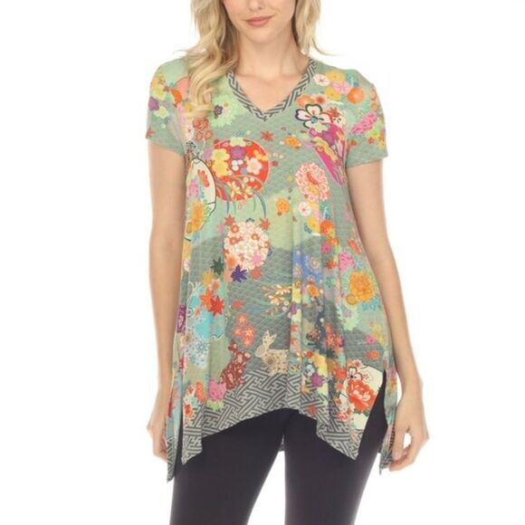 Johnny Was Tops - Johnny Was Lapin Drape Tunic Top Shirt Size XS